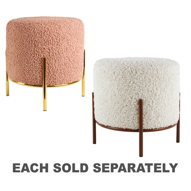 Tabouret de sherpa faux juin poussireux (41x38x38cm)