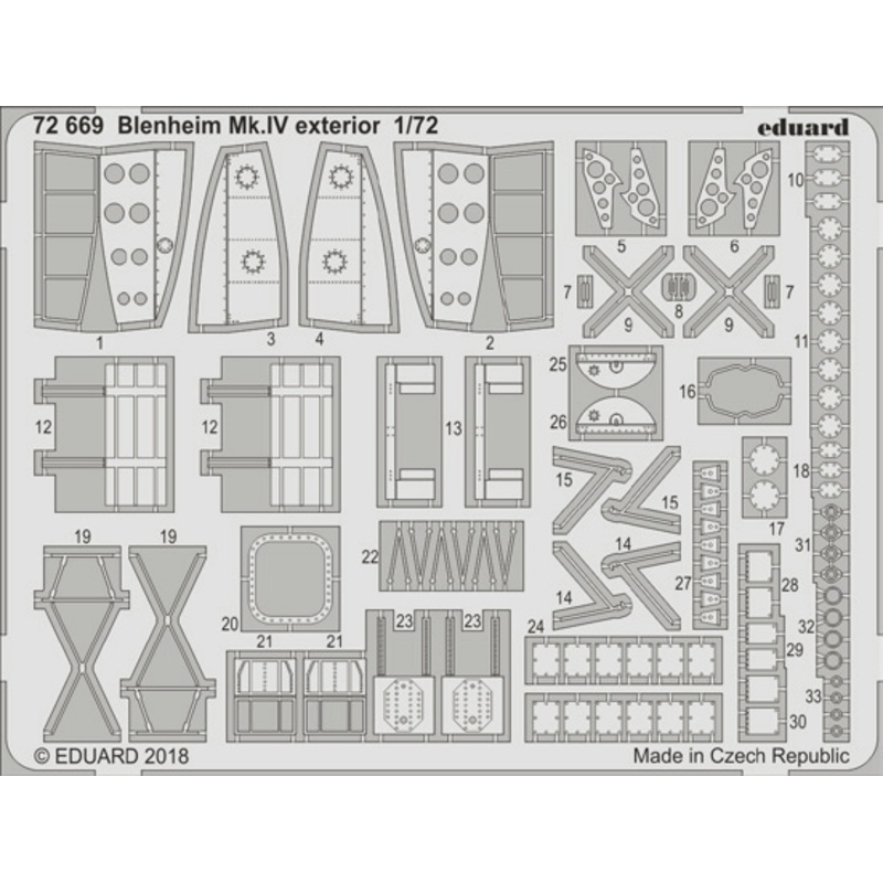 1/72 Blenheim Mk.IV Exterior Photo-Etched Parts (for Airfix)
