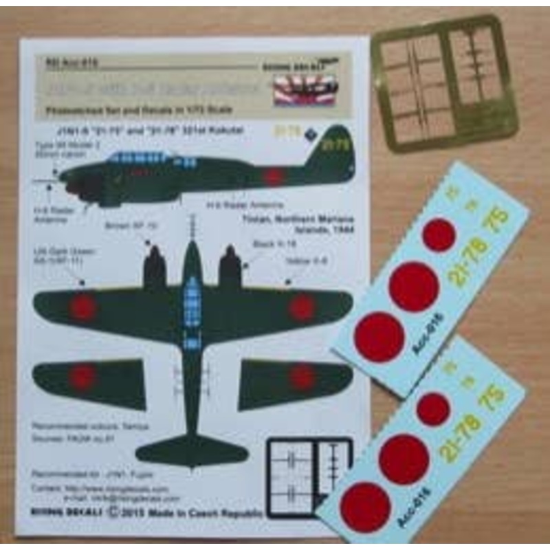 1/72 J1N Gekko 21-78,21-25 H-6 Radar Antenna Etched Parts w/ Decals