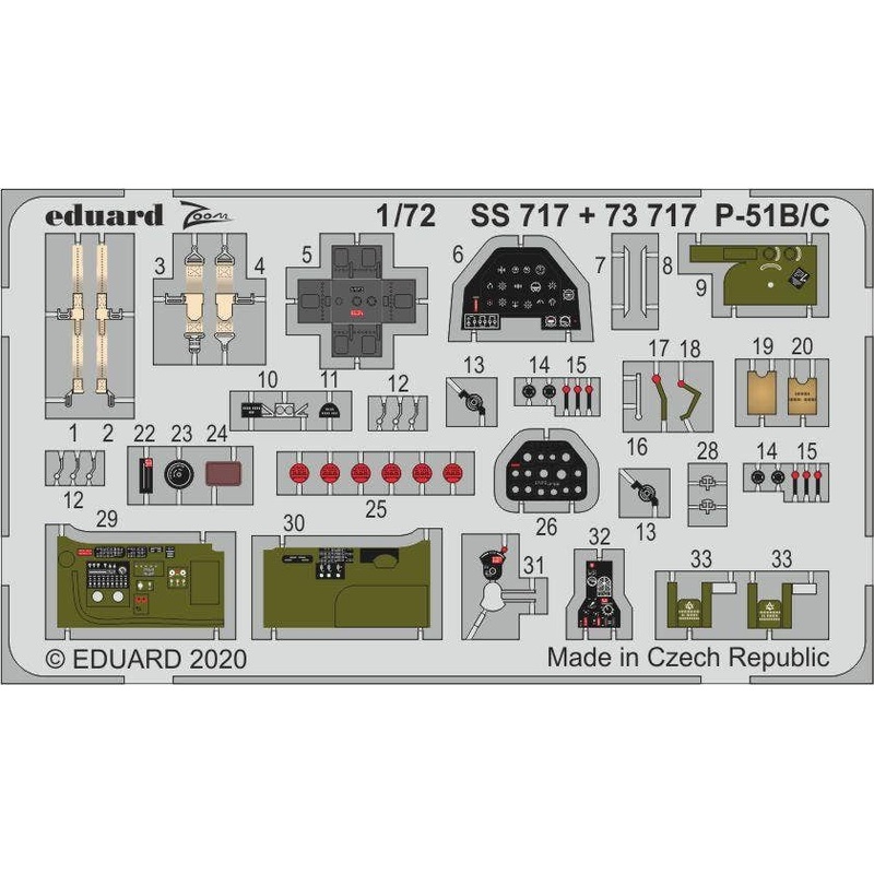 1/72 P-51B/C Photo-Etched Parts (for Hasegawa/Hobby 2000)