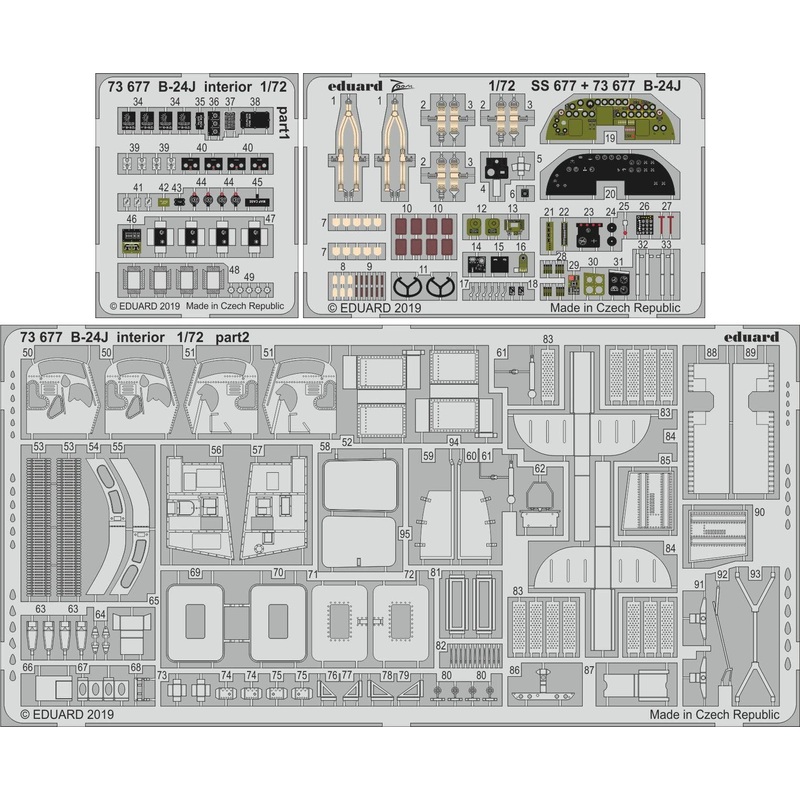 1/72 B-24J Interior Photo-Etched Parts (for Hasegawa)
