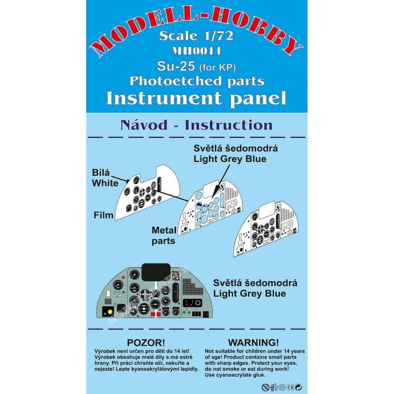 1/72 Su-25 Photoetched parts instrument panel for Kovozavody Prostejov (old)