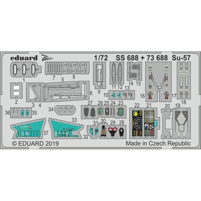 1/72 Su-57 Zoom Photo-Etched Parts (for Zvezda)