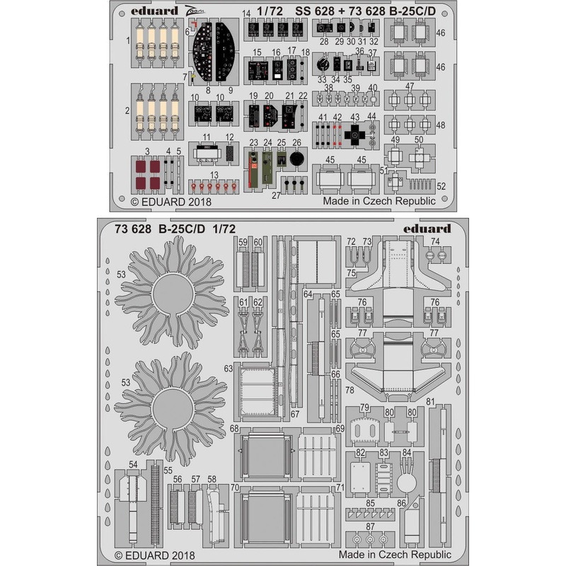 1/72 B-25C/D Photo-Etched Parts (for Airfix)