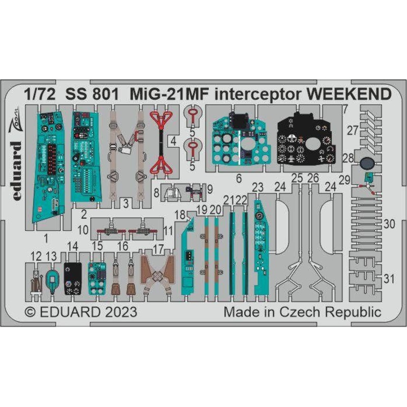 1/72 MiG-21MF interceptor WEEKEND Zoom Photo Etched Parts