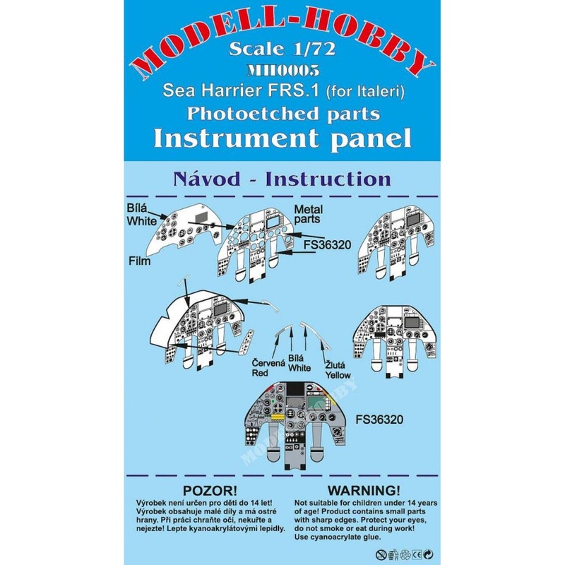 1/72 Sea Harrier FRS-1 Photoetched parts instrument panel for Italeri
