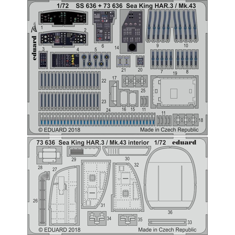 1/72 Sea King HAR.3/Mk.43 Interior Photo-Etched Parts (for Airfix)