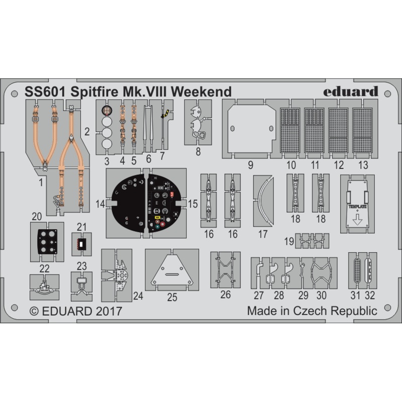 1/72 Spitfire Mk.VIII Weekend Edition Zoom Etching Parts (for Eduard)