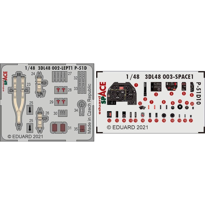 1/48 P-51D-10 Space Interior 3D Decal w/Photo-Etched Parts Set (for Eduard)
