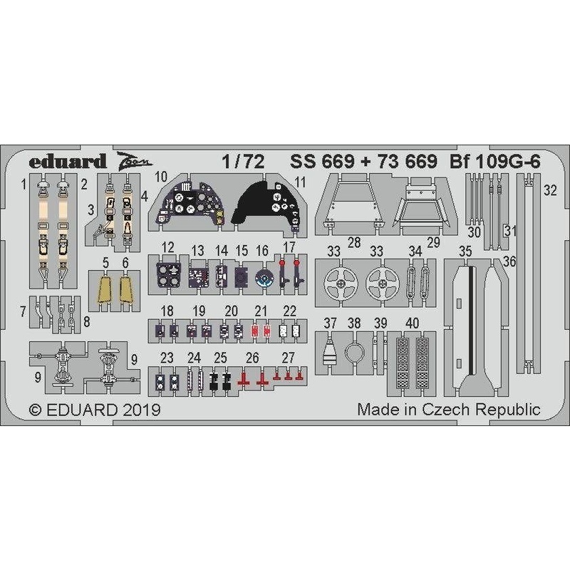 1/72 Bf 109G-6 Zoom Photo-Etched Parts (for Tamiya)