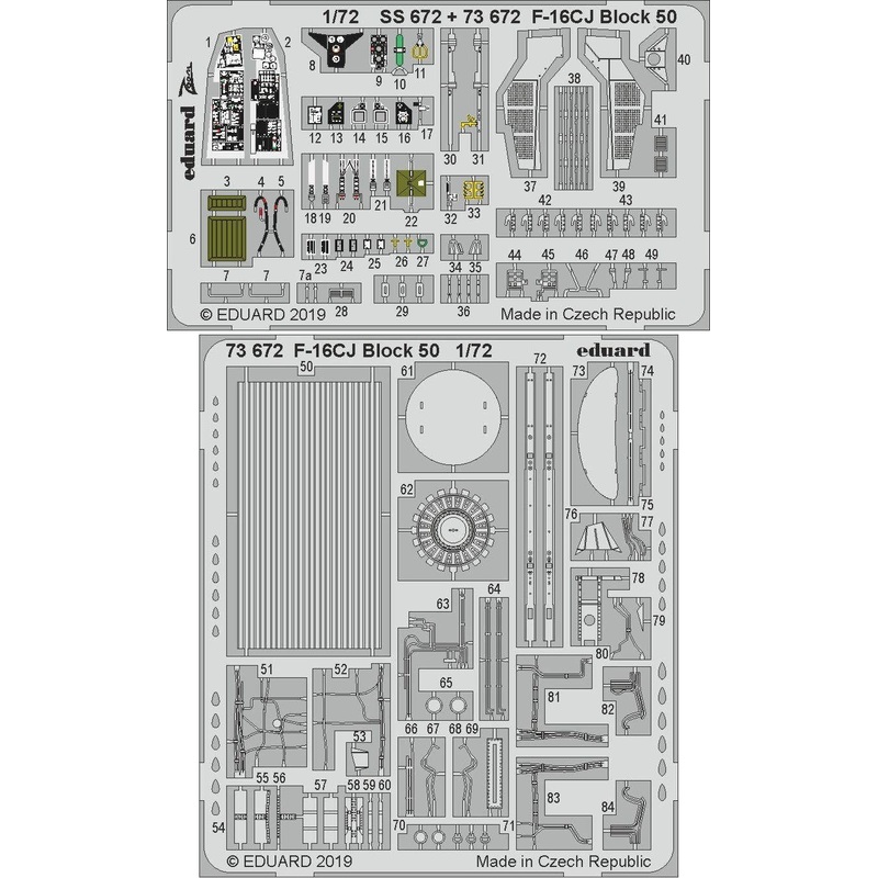 1/72 F-16CJ Block 50 Photo-Etched Parts (for Tamiya)