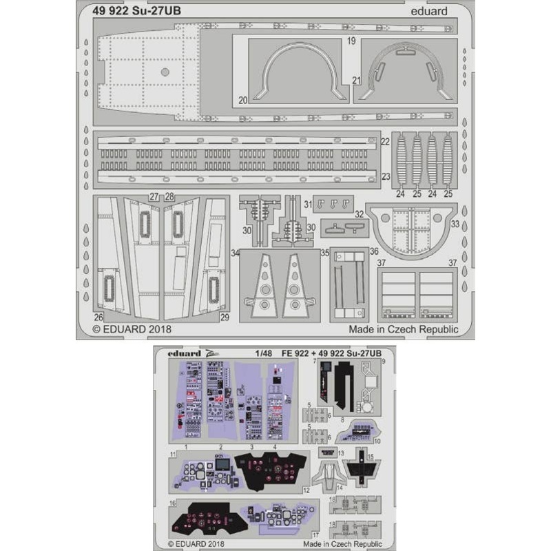 1/48 Su-27UB Interior Photo-Etched Parts (for Hobby Boss)