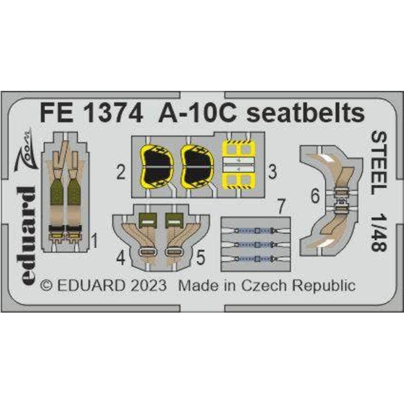 1/48 A-10C seatbelts STEEL Zoom etched (for Academy)