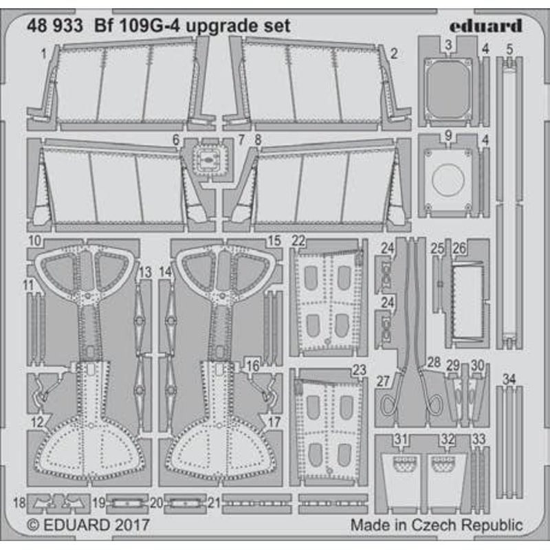 1/48 Bf109G-4 Photo-Etched Parts (for Eduard)