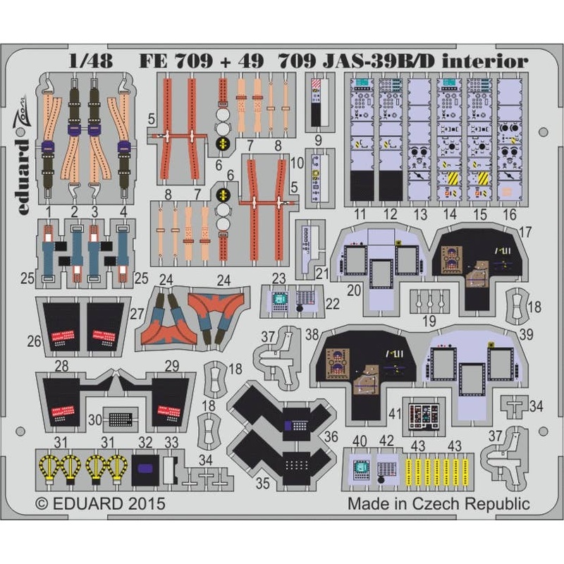 1/48 JAS-39B/D Interior S.A. Photo-Etched Parts Set
