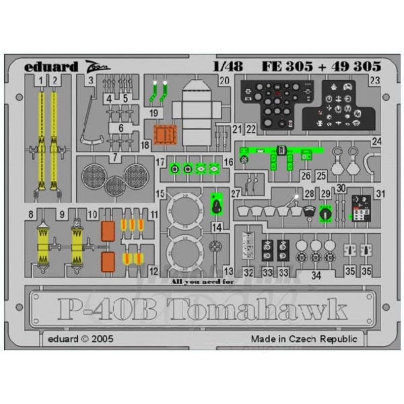 1/48 P-40B Air Cobra Photo-Etched Parts (for Trumpeter)