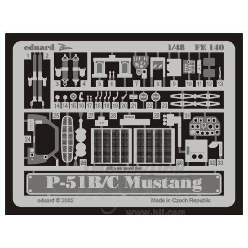 1/48 P-51B/C Mustang Interior Zoom Color PE (for ICM)