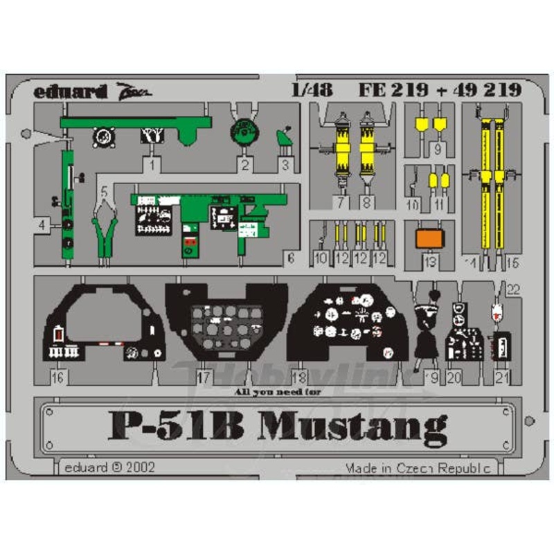 1/48 P-51B Mustang Interior Zoom Color PE (for Tamiya)