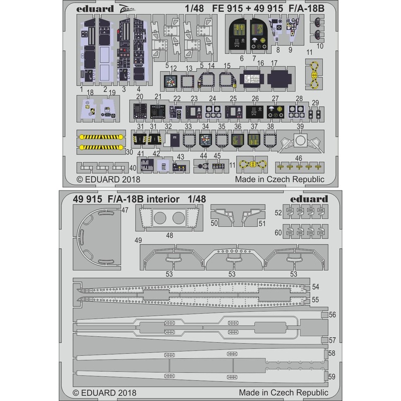 1/48 F/A-18B Interior Photo-Etched Parts (for Kinetic)