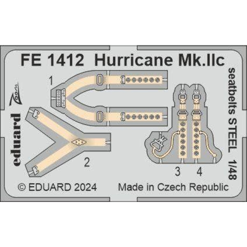 1/48 Hurricane Mk.IIc seatbelts STEEL Zoom (for HOBBY BOSS)
