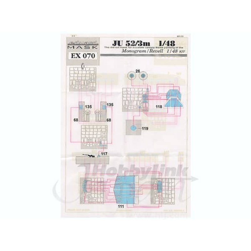 1/48 Junkers Ju52/3m Die-Cut Flexible Mask (for Revell/Monogram)