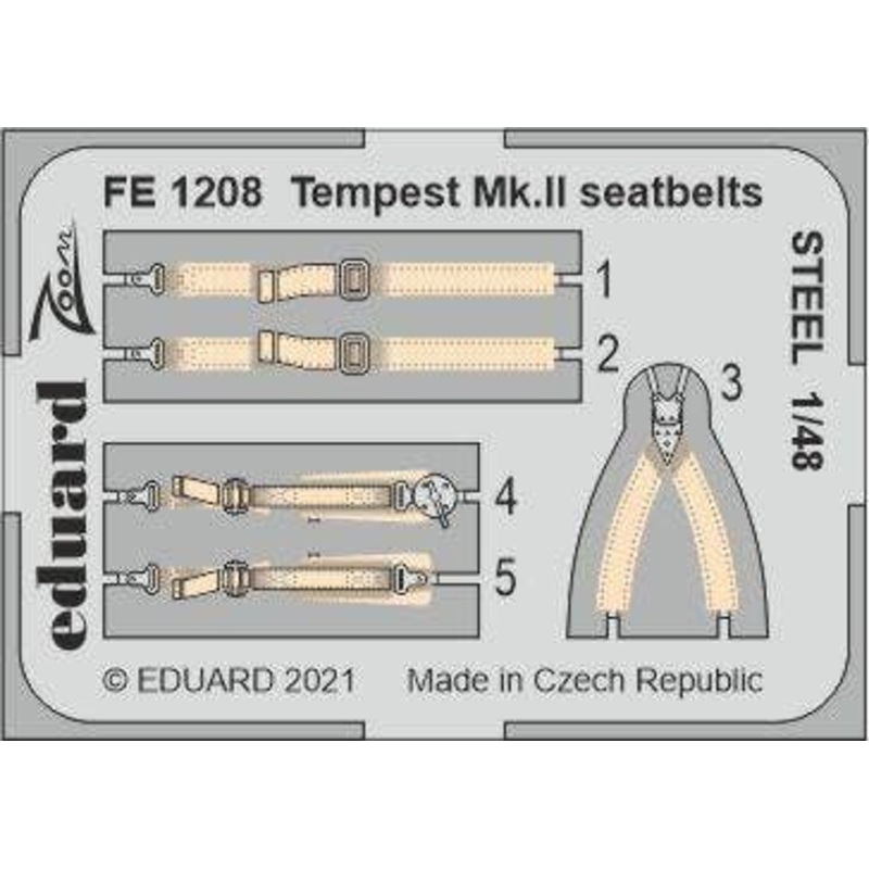 1/48 Tempest Mk.II seatbelts STEEL for Eduard