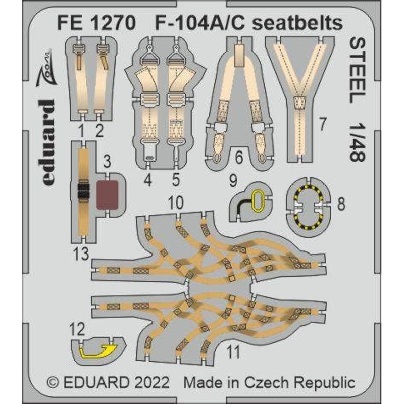 1/48 F-104A/C seatbelts STEEL (for KINETIC)