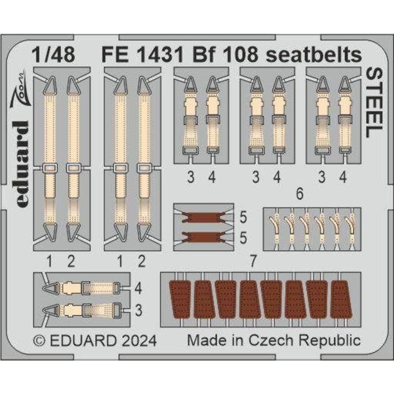 1/48 Bf 108 Seatbelts STEEL Zoom (for Eduard)