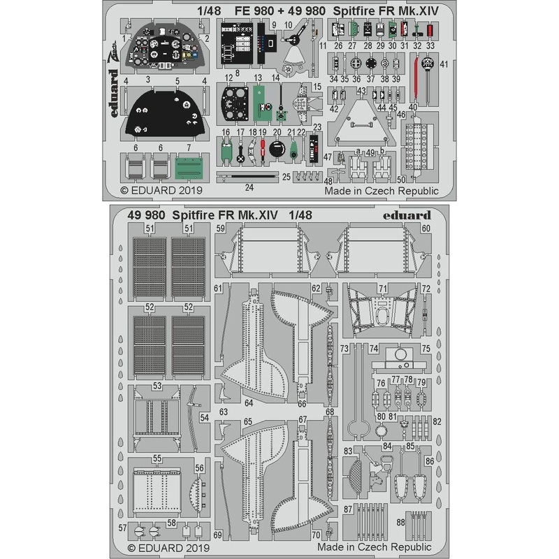 1/48 Spitfire FR Mk.XIV Photo-Etched Part (for Airfix)