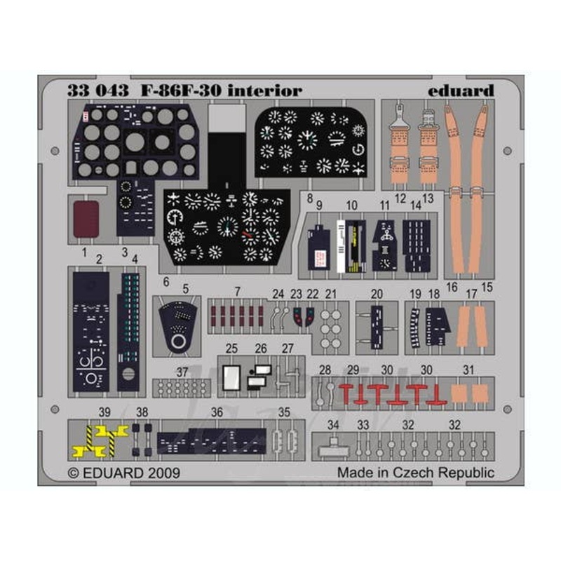 1/32 F-86F-30 Thunderbolt Dashboard PE Set S.A. (for Kinetic)