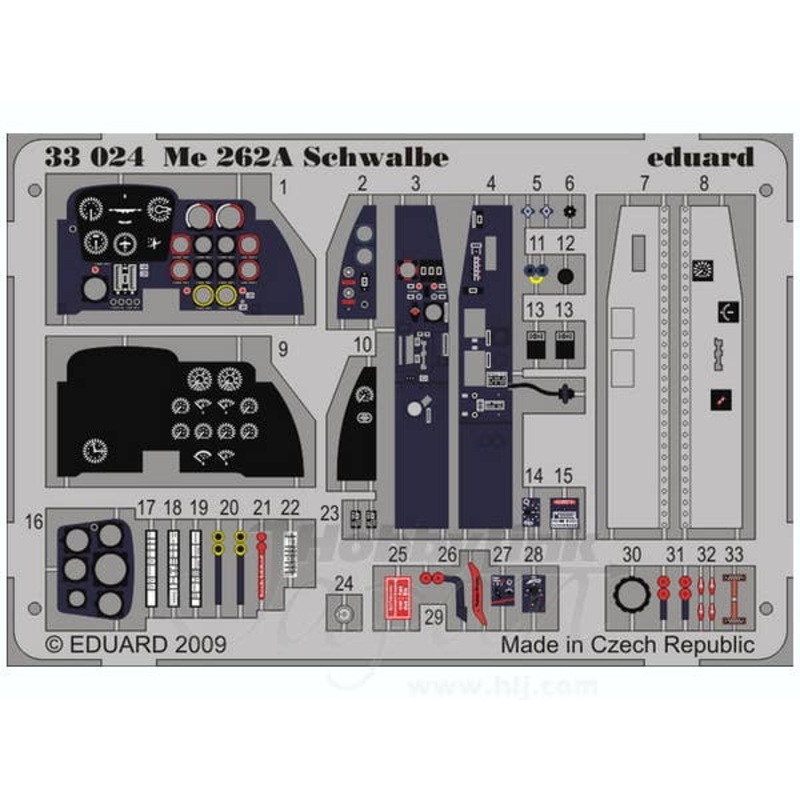 1/32 Me262A Schwalbe Dashboard PE Set S.A. (for Trumpeter)