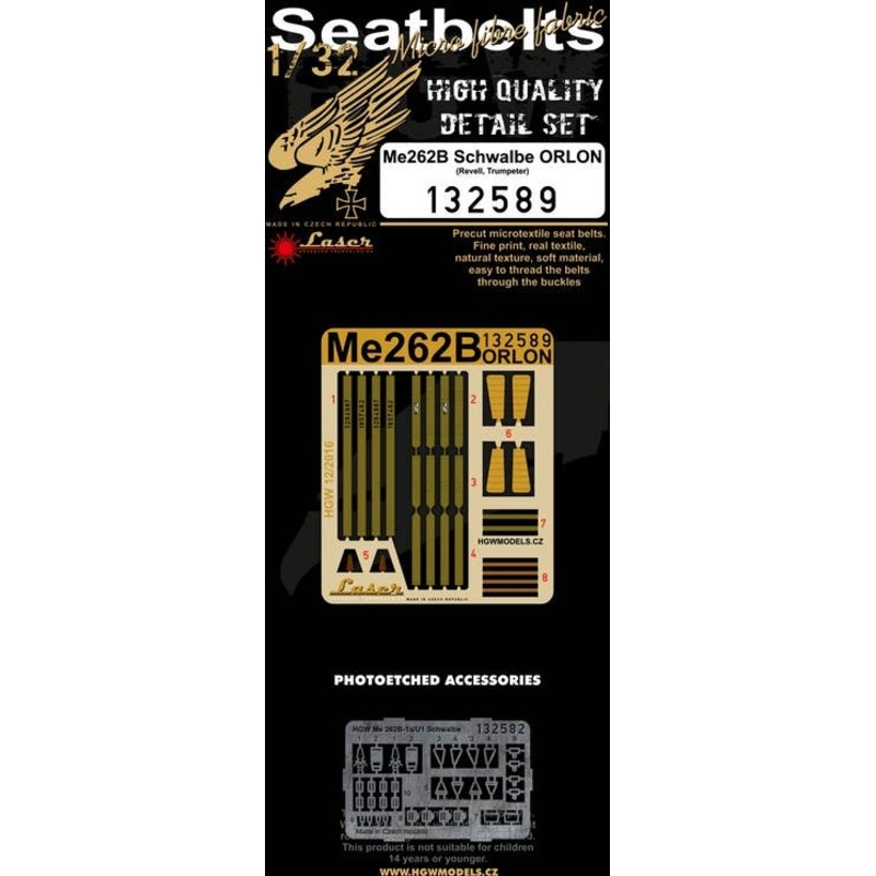 1/32 Messerschmitt Me 262B Schwalbe Cloth Belts (Orlon)