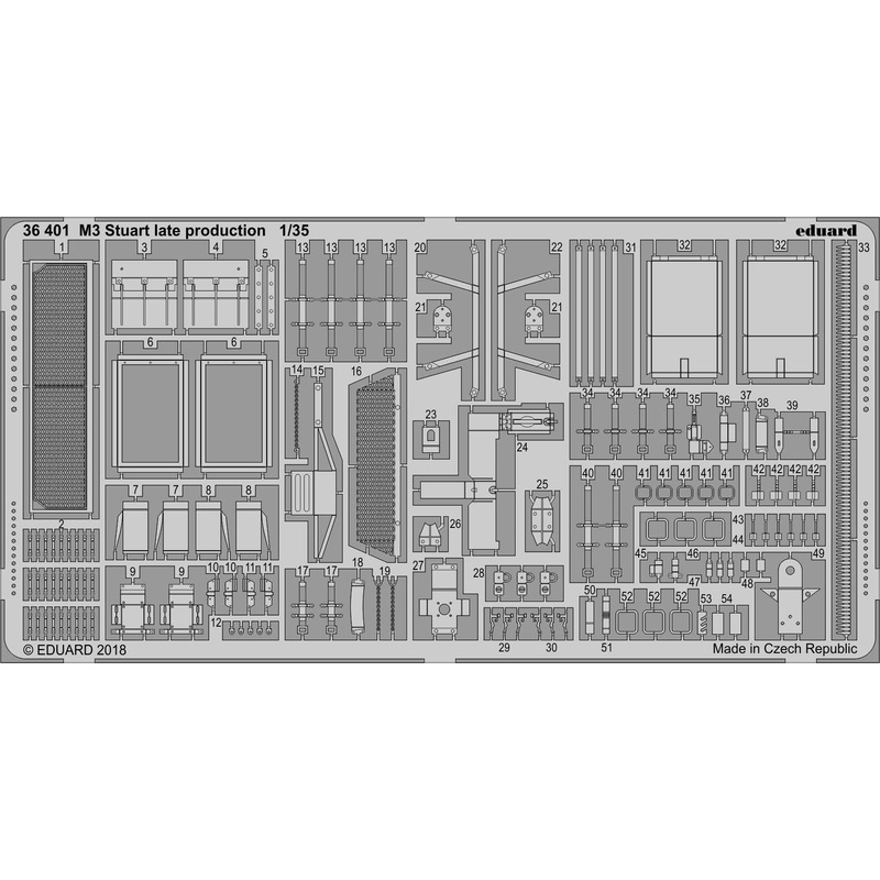 1/35 M3 Stuart Late Production Photo-Etched Parts (for Tamiya)