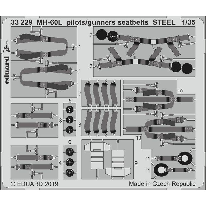 1/35 MH-60L Pilots/Gunners Seatbelts Steel (for Kitty Hawk)