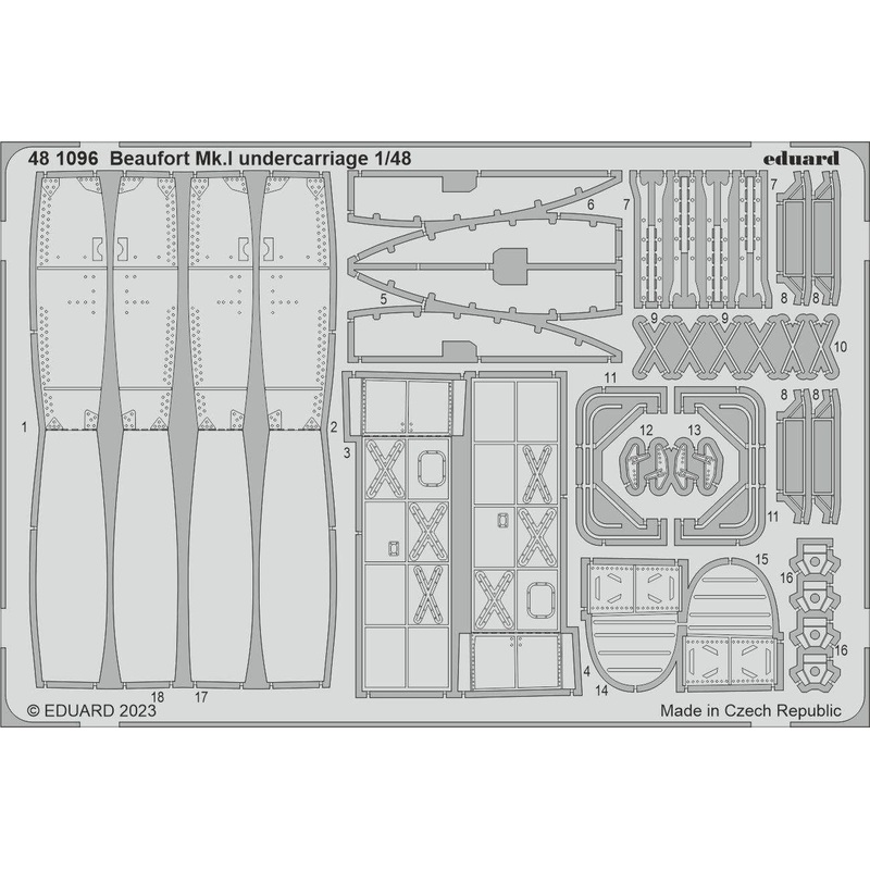 1/48 Beaufort Mk.I Undercarriage Photo-Etched Parts