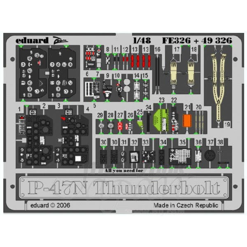 1/48 P-47N Thunderbolt Interior Zoom Color PE (Accurate)