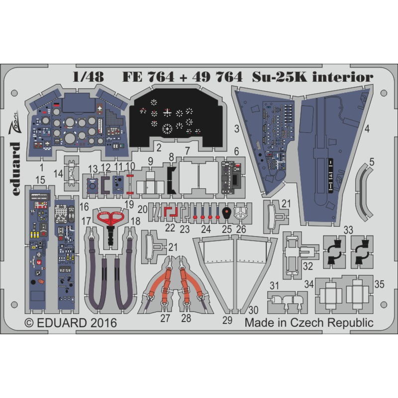 1/48 Su-25K Interior Photo-Etched Parts (for Smer)