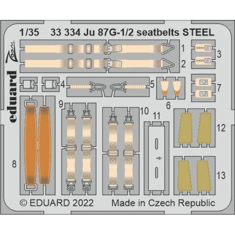 Ju 87G-1/2 seatbelts STEEL Photo etched set (for BORDER MODEL)