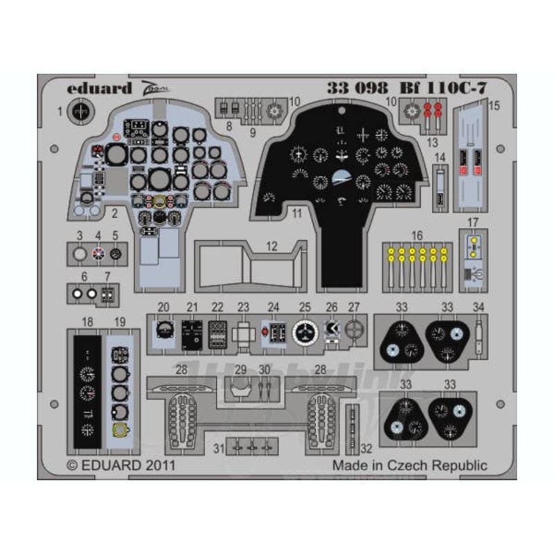 1/32 Bf110C-7 Instrument Panel (for Dragon)