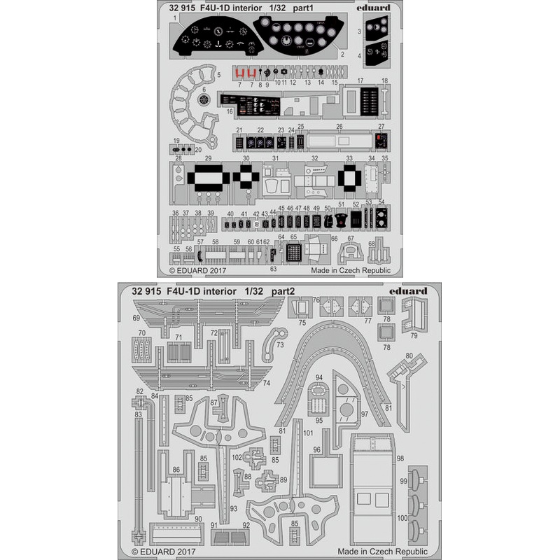 1/32 F4U-1D Interior Photo-Etched Parts (for Tamiya)
