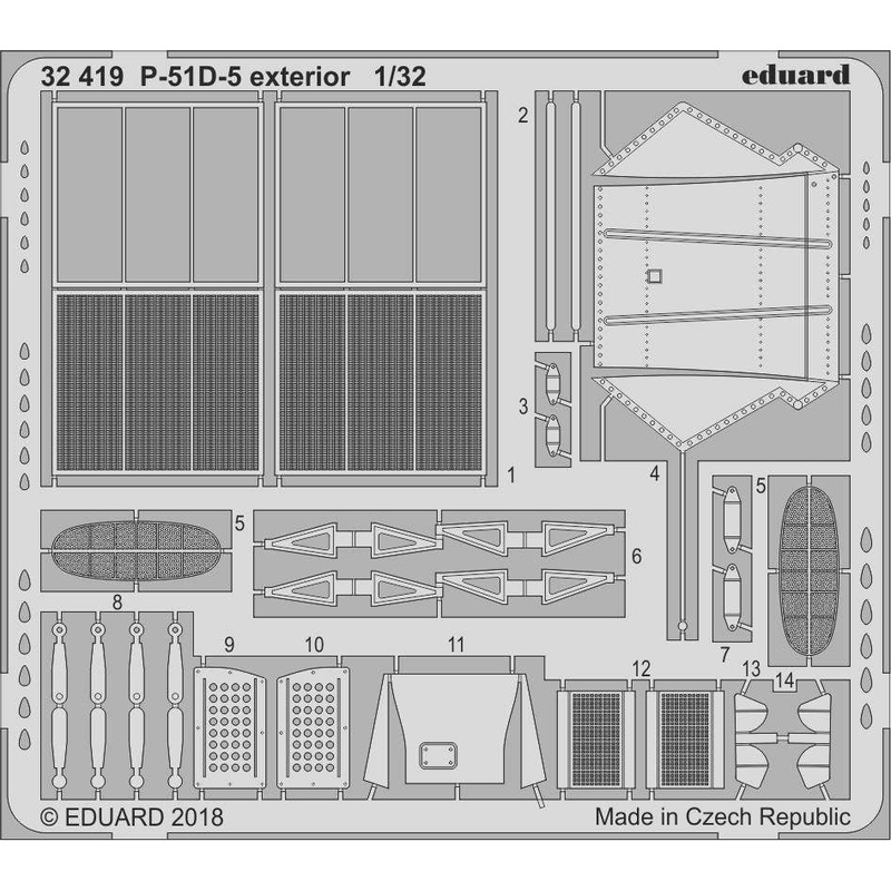 1/32 P-51D-5 Exterior Photo-Etched Parts (for Revell)