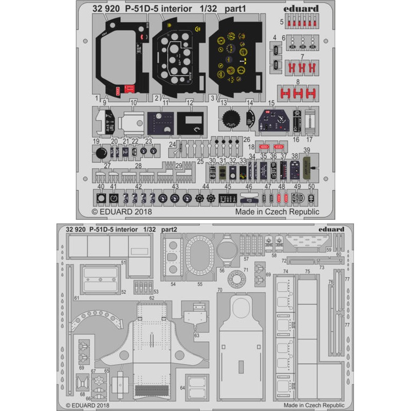 1/32 P-51D-5 Interior Photo-Etched Parts (for Revell)