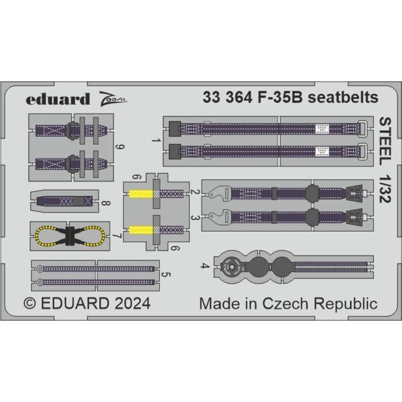 1/32 F-35B seatbelts STEEL Photo etched (for TRUMPETER)