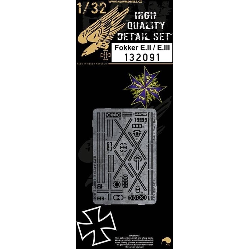 1/32 Fokker E.II/E.III Photoetched Parts (for Wingnut Wings)