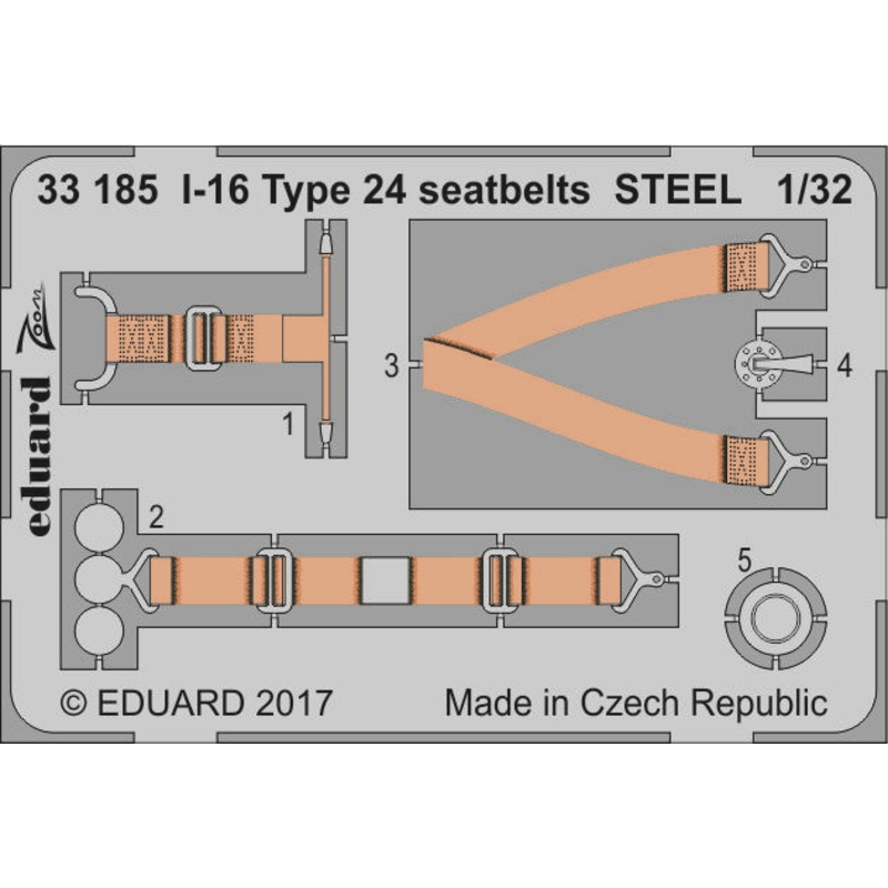 1/32 I-16 Type 24 Seatbets Steel (for ICM)