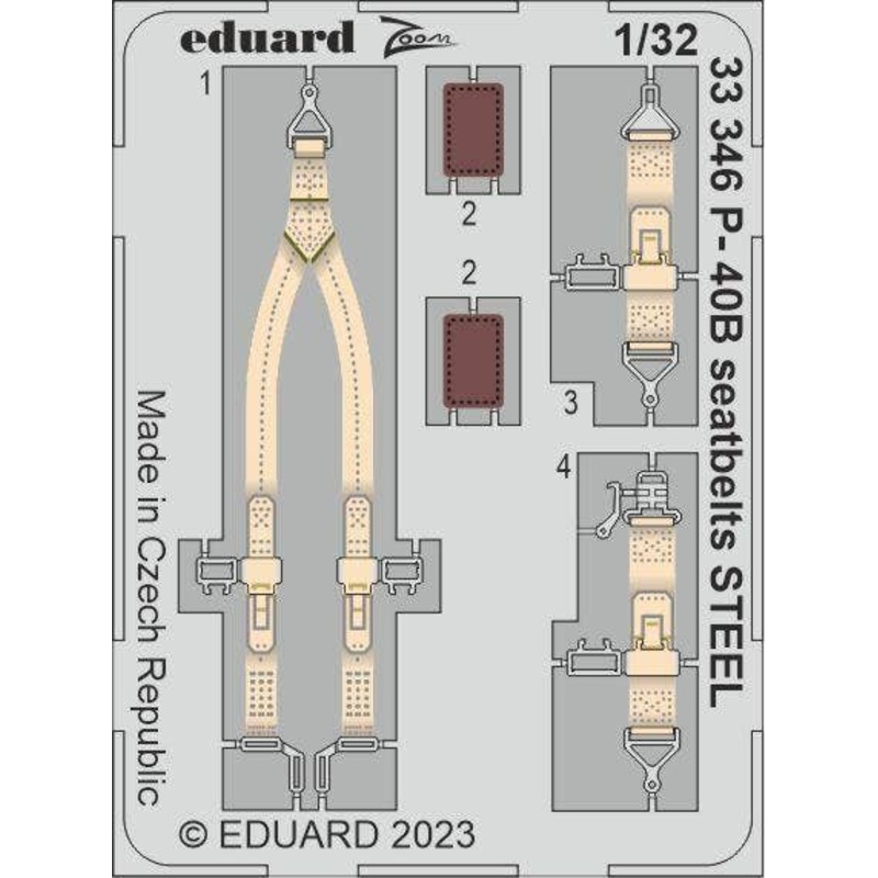 1/32 P-40B Seatbelts STEEL Zoom Photo Etched Parts