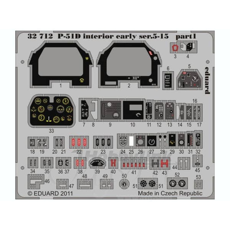 1/32 P-51D Interior Early Ser.5-15 Self-Adhesive (for Tamiya)
