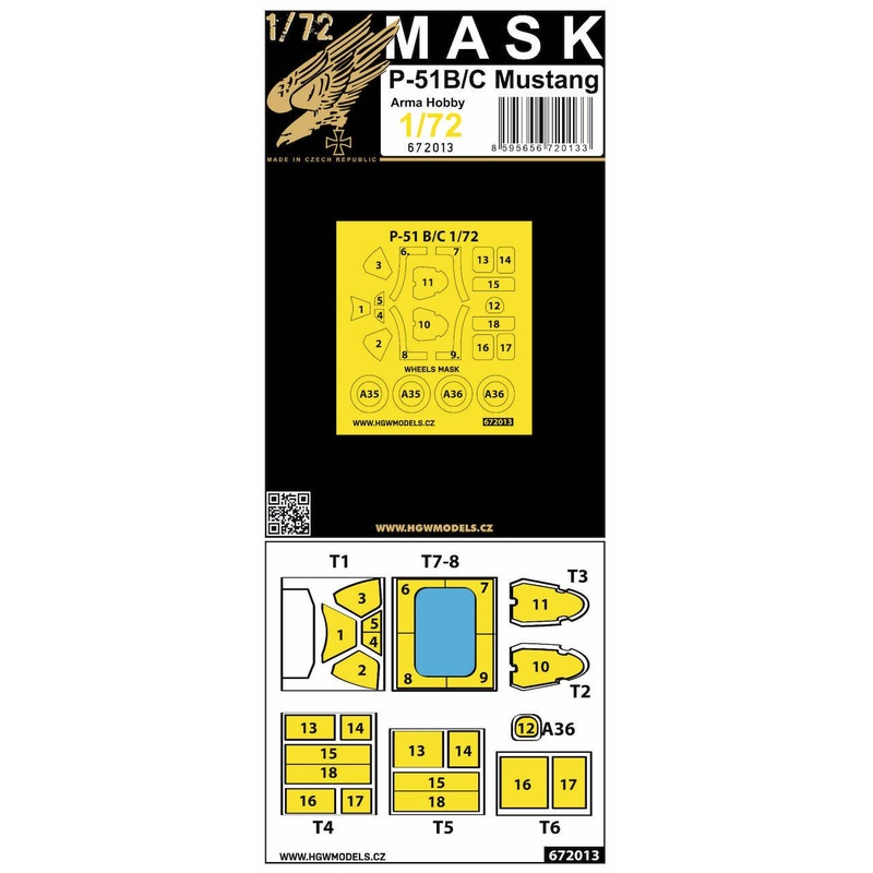 1/72 P-51 B/C MUSTANG paint mask (for Arma Hobby)
