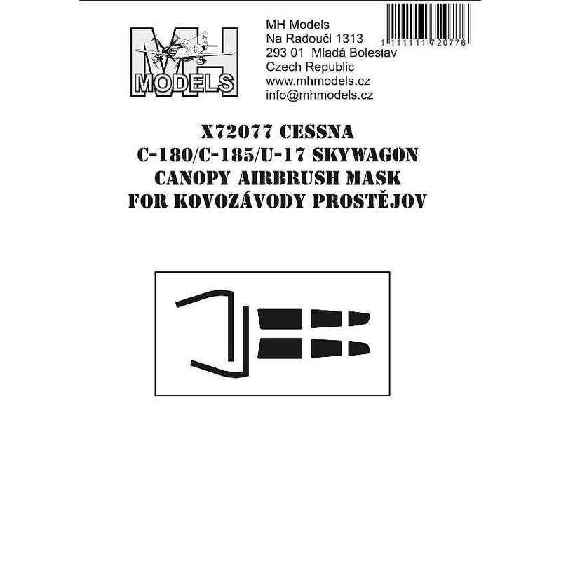 1/72 Cessna C-180/C-185/U-17 Skywagon canopy airbrush mask for Kovozavody Prostejov