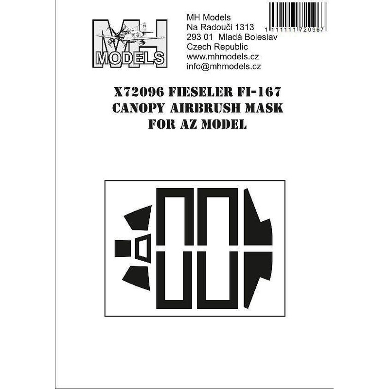 1/72 Fi 167 Canopy Airbrush Mask for AZ Model